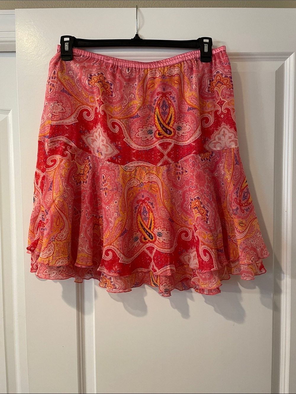 Polo by Ralph Lauren Pink & Red Paisley Tiered Skirt